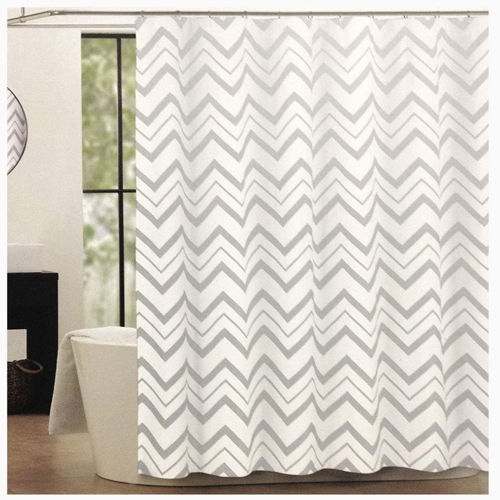 Tahari Silver & White Chevron Zigzag Shower